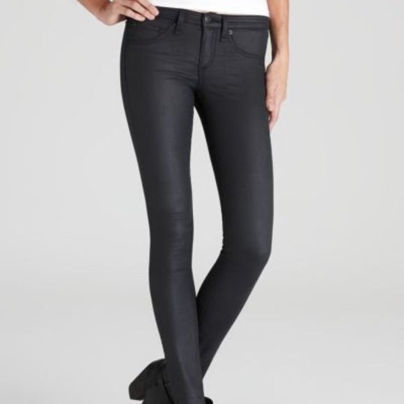 Rag & Bone Skinny Coated Black Jeans 28 - Picture 1 of 8